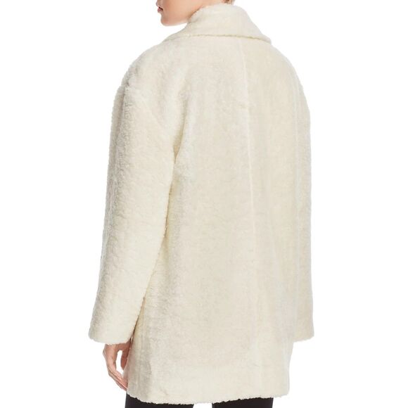 Kate Spade Coat Teddy Faux Fur Double Breasted Cream Size M NWT $498 - Picture 5 of 11